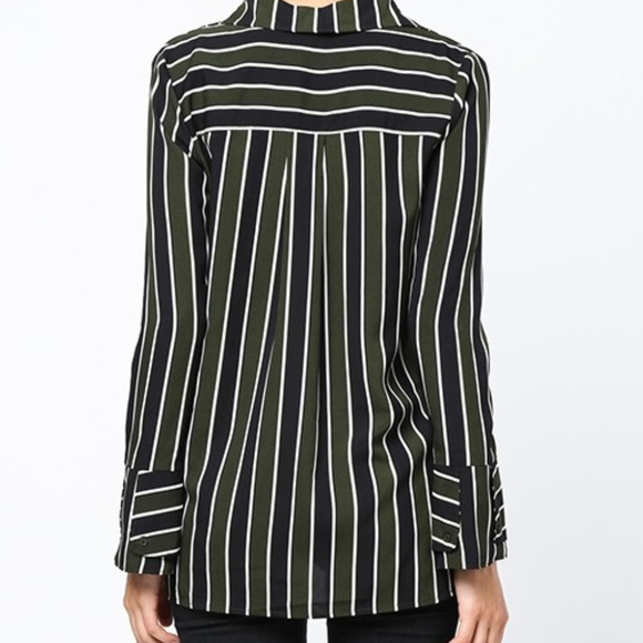 Olive Pinstriped top - Picture 3 of 4